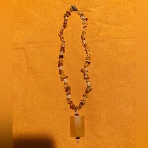 GENUINE STONE Necklace Carnelian Orange AGATE STONE 1970’s Vintage Hand Strung